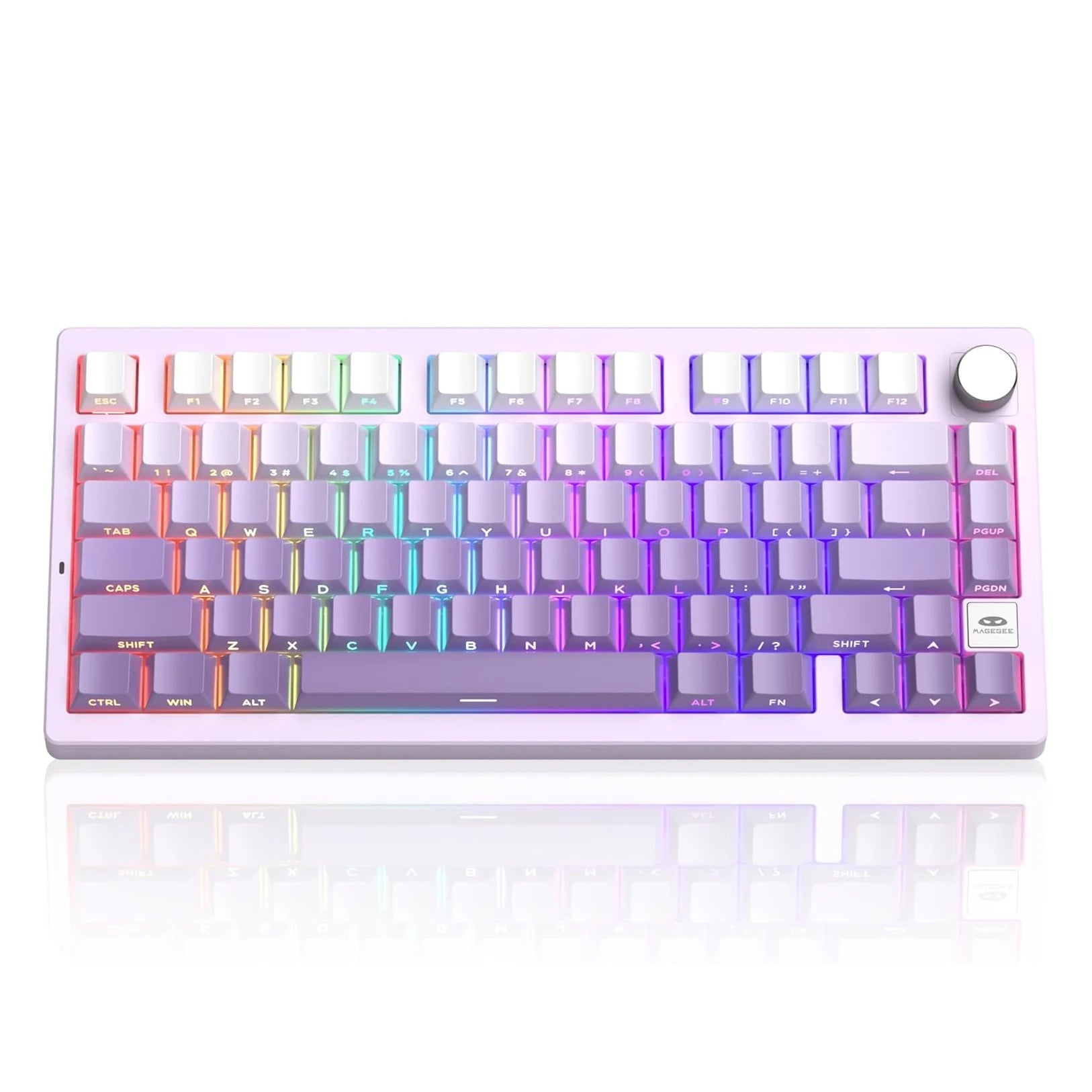 MageGee LIGHT75 Wireless Creamy Keyboard, Tri-Mode Bluetooth/2.4GHz/USB-C RGB Backlit, Gasket Hot Swappable Custom Gaming Keyboa