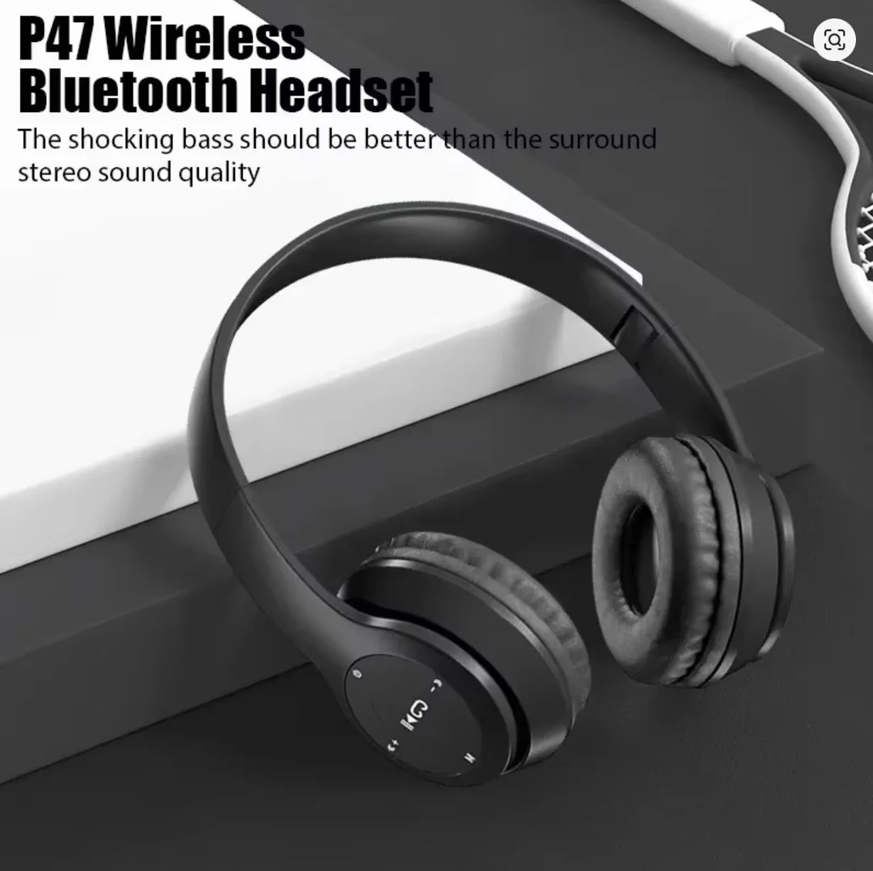 P47 Bluetooth Wireless Headphones Over-Ear Design Plastic Construction with LED Lights Surround Sound for Gaming and School