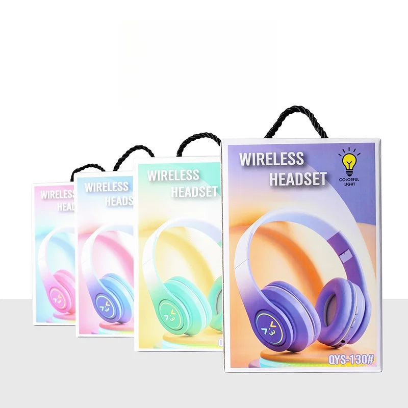 Original Wireless Bluetooth Headphones for Computer RGB Glowing Smiley Face Noise Reduction Gaming Headset Gamer Girl Bass Sport