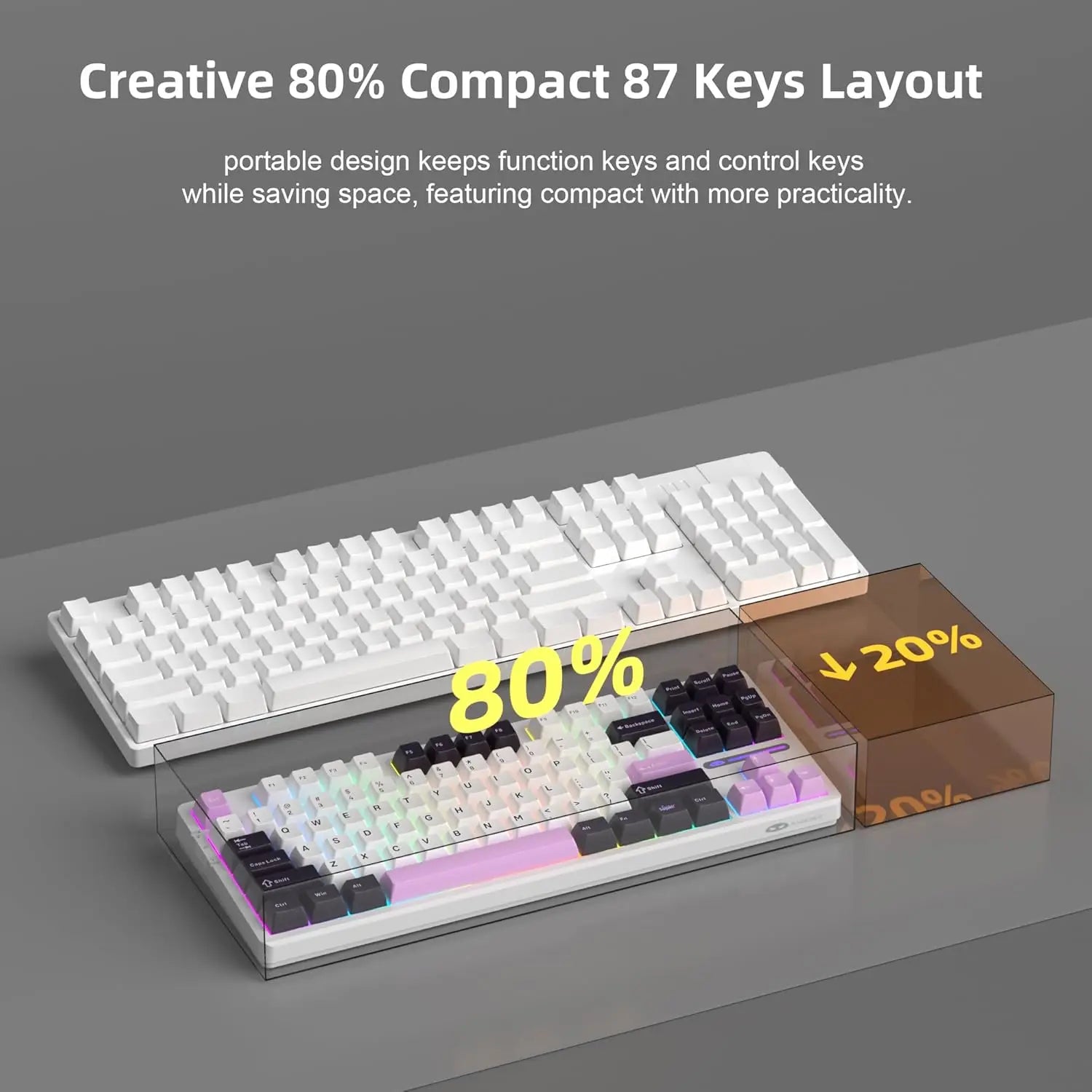 MageGee LIGHT87 Wired Creamy Keyboard, 80% Gasket Hot Swappable RGB Backlit Gaming Mechanical 6-Layer Sound Dampening, NKRO