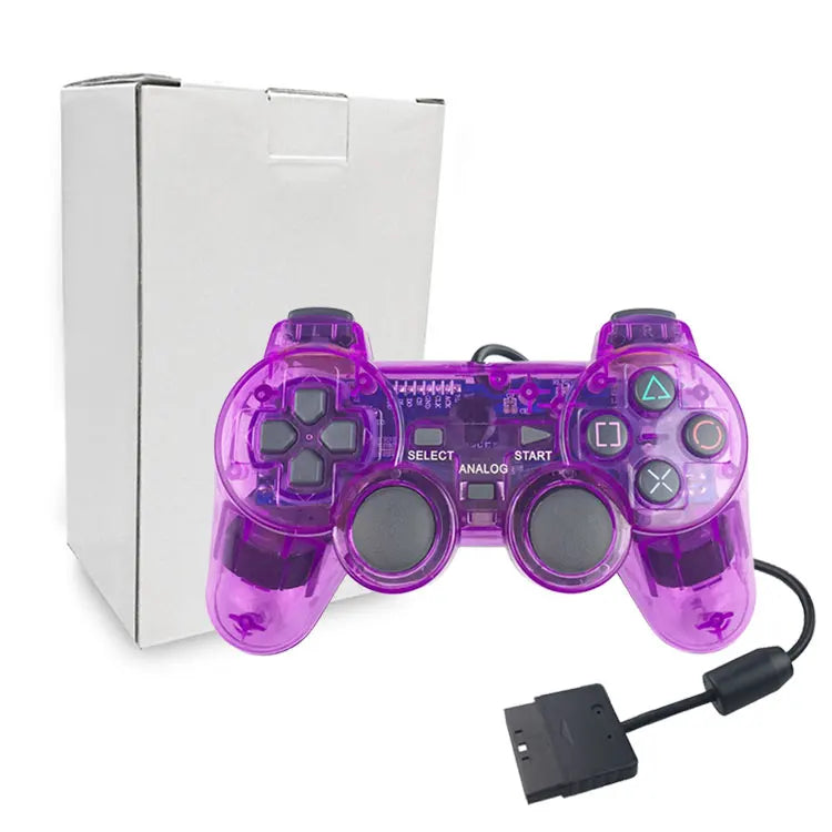 Transparent Blue Color For PS2 Wired Controller With Dual vibration