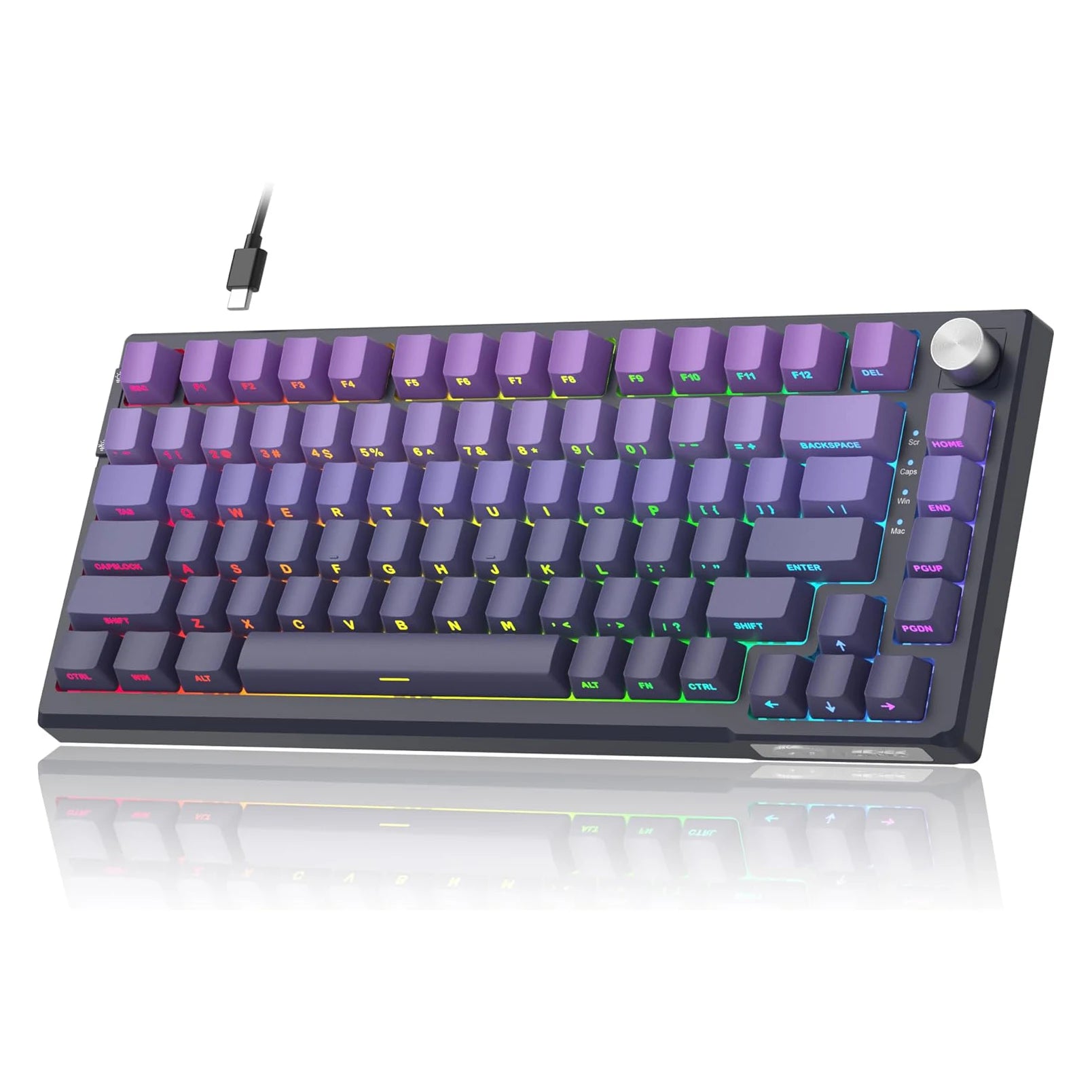 MageGee SKY81 75% Mechanical Gaming Keyboard, RGB Hot Swappable Wired Custom Creamy Keyboards with 5-Layer Sound Dampening, Knob