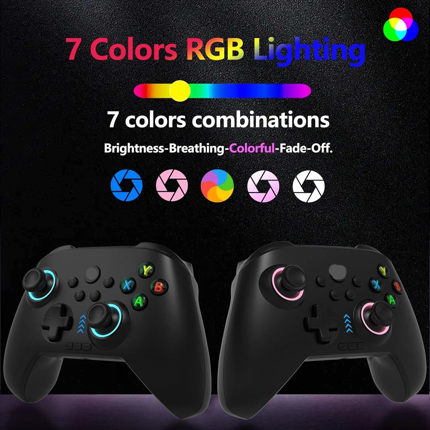 2.4G Wireless/Switch Controller with RGB Lighting/Programming Keys/Corridor Joystick/Corridor Shutter/Vibration, Android Gamepad