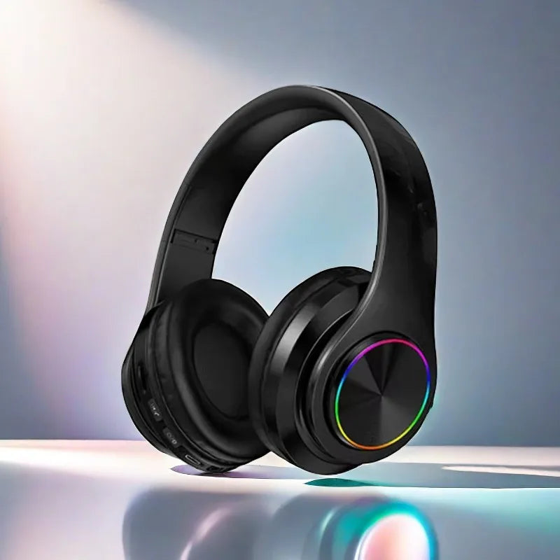 Bluetooth Headphones RGB Lighting Noise Cancellation Foldable Headsets Over Ear Stereo HIFI Sports Headset TF Music Player B39