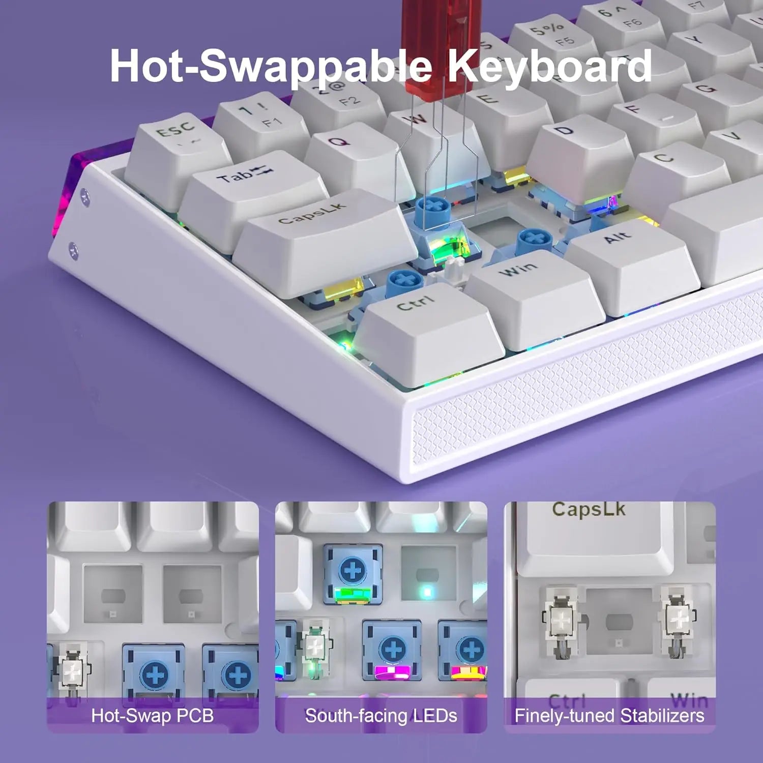 MageGee AIR68 Wireless Hall Effect Gaming Keyboard, 60% RGB Magnetic Switch Keyboard with Rapid Trigger, Adjustable Actuation