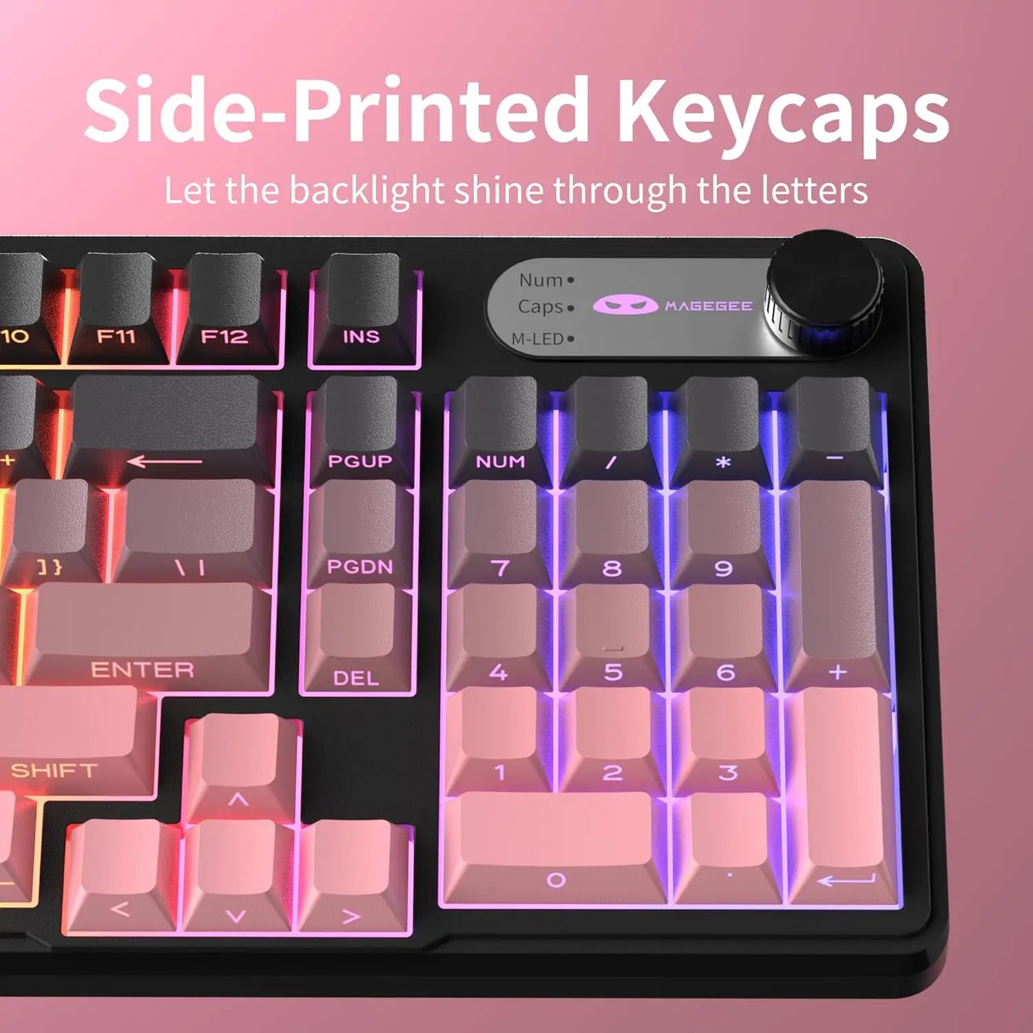 MageGee GK960 Wireless Gaming Keyboard, RGB Tri-Mode Wired/BT/2.4G Creamy Keyboard with Number Pad, 4000mAh Battery, Knob Contro