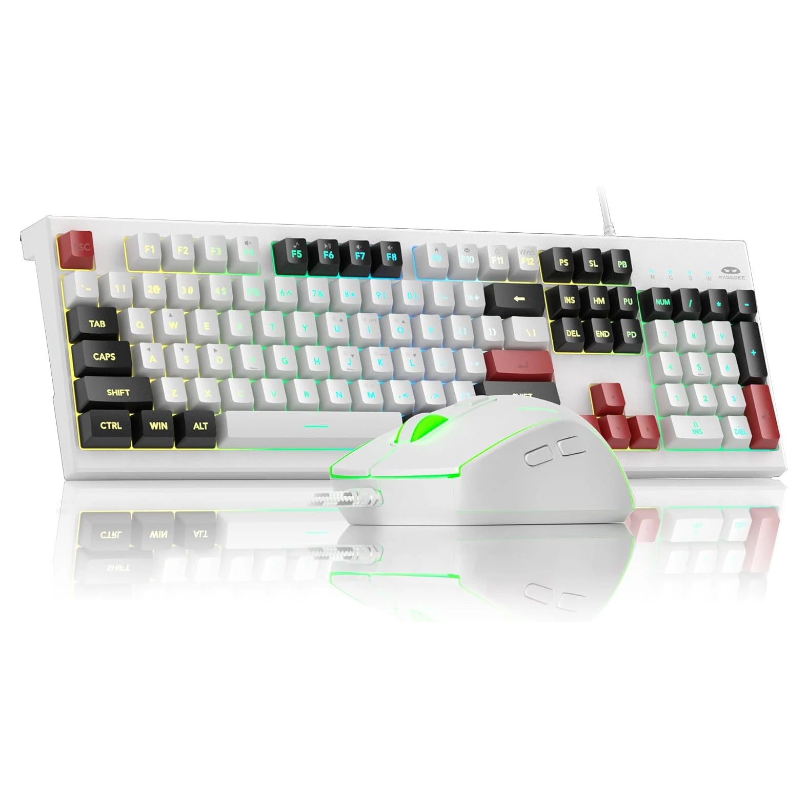 MageGee Creamy Keyboards,K2 Classic Keyboard Wired RGB Backlit 104 Keys Waterproof Ergonomic Keyboard,PC Keyboards for PC/loptop