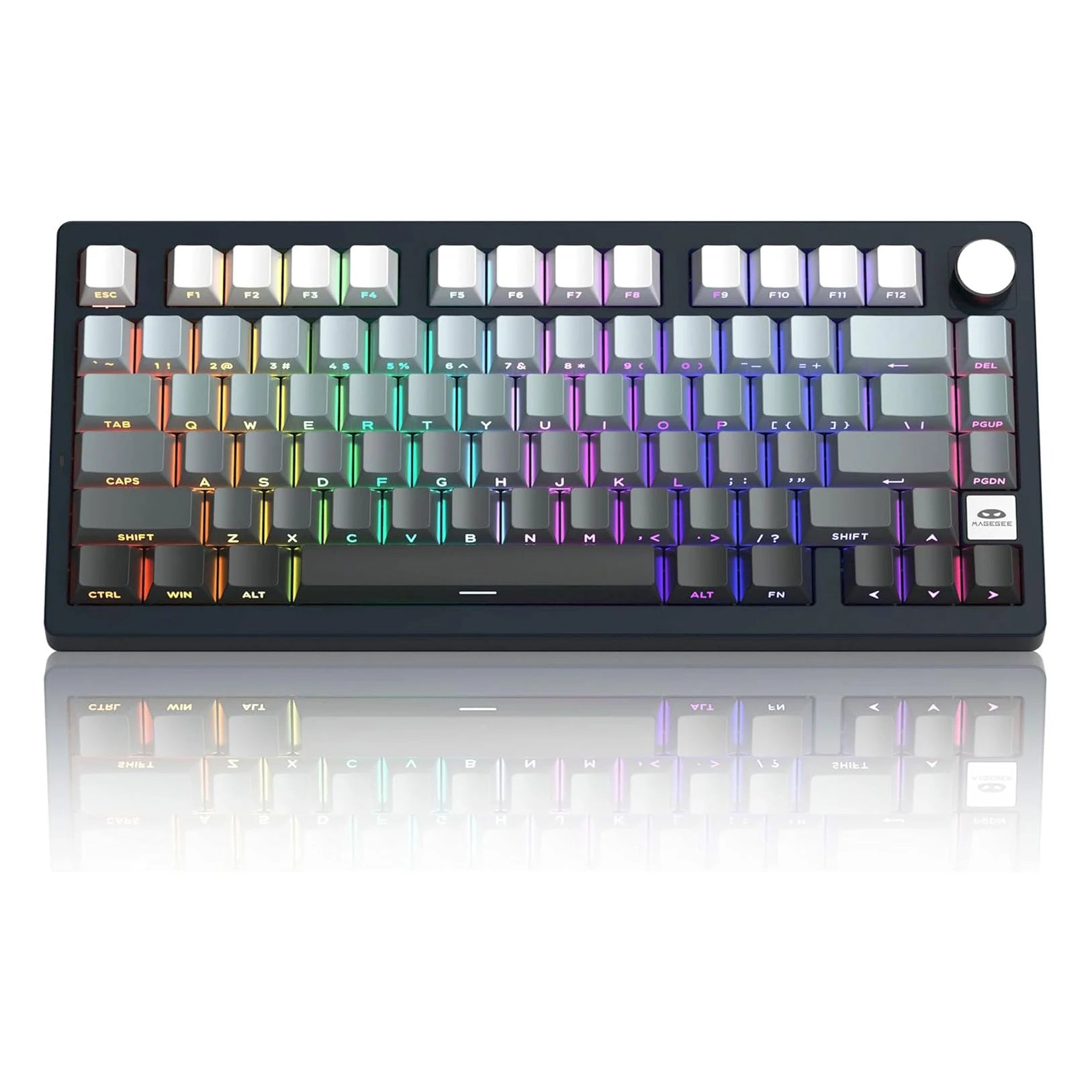 MageGee LIGHT75 Wireless Creamy Keyboard, Tri-Mode Bluetooth/2.4GHz/USB-C RGB Backlit, Gasket Hot Swappable Custom Gaming Keyboa