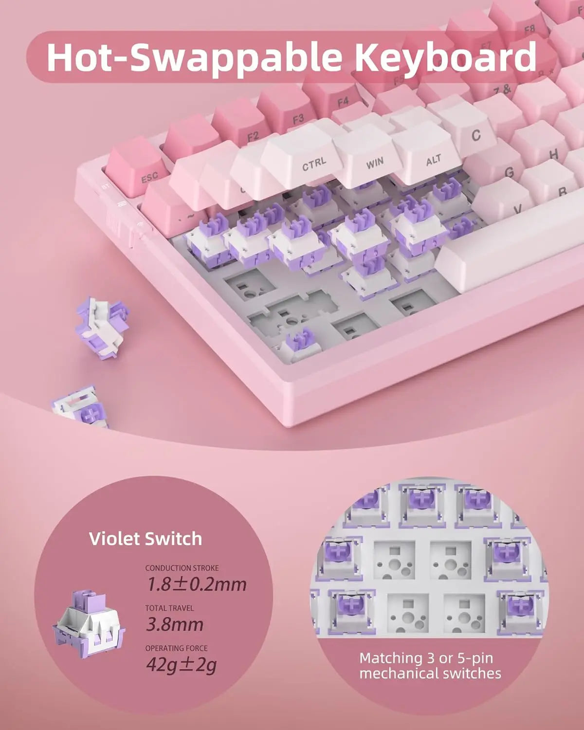 MageGee SKY98 Wireless Gasket Mechanical Gaming Keyboard, 96% Hot Swappable RGB 5-Layer Sound Padding, BT/2.4G/USB-C, NKRO