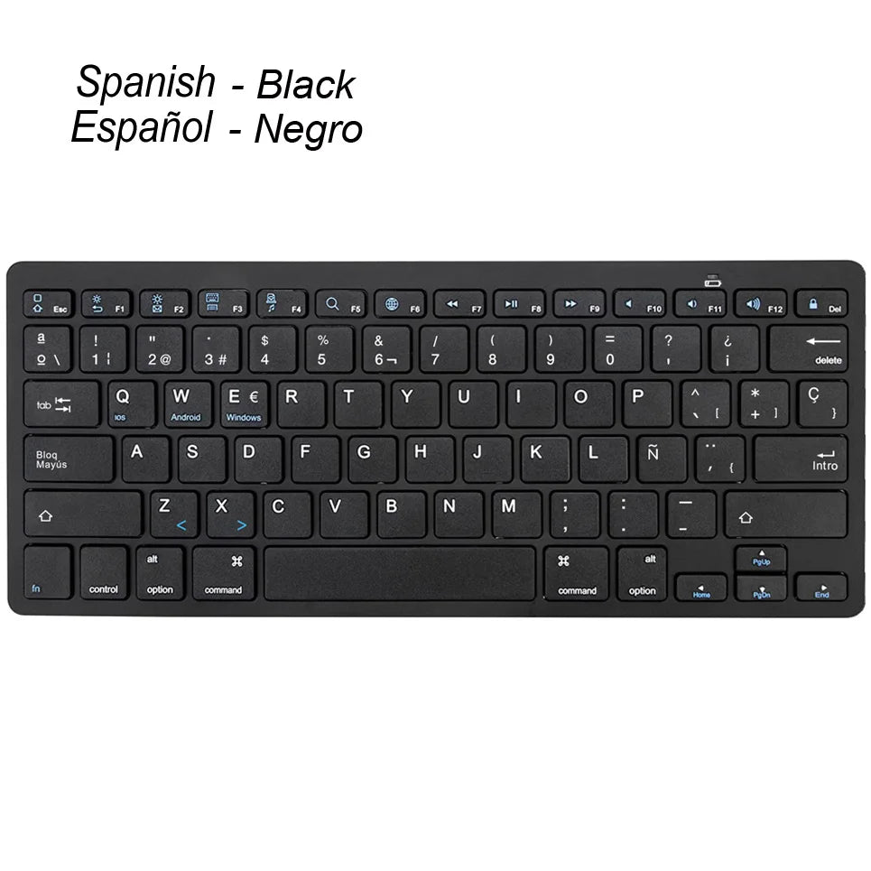 Ultra-thin Spanish Layout Bluetooth Keyboard Portable With Ñ Button Bluetooth Connection for iPad iPhone iOS Android Windows