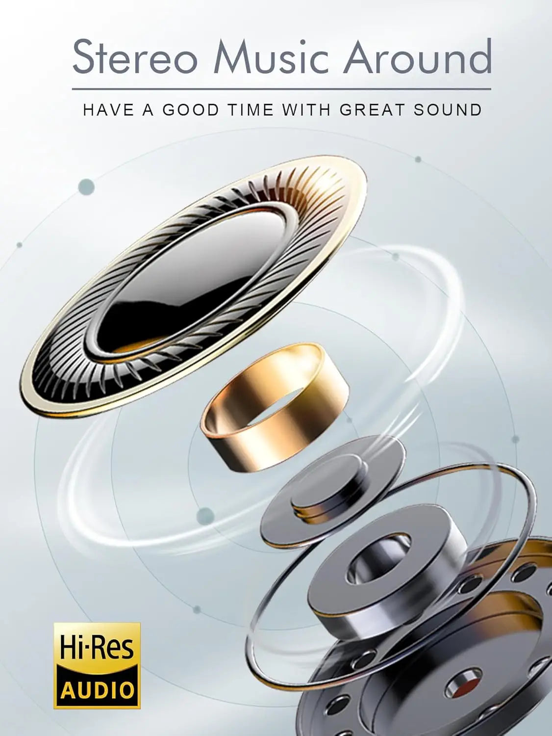 Wireless Over-Ear Headphones, Foldable Portable, Silver Metal, Mesh Fabric, Ideal For Travel Study Sports Music (Silver)