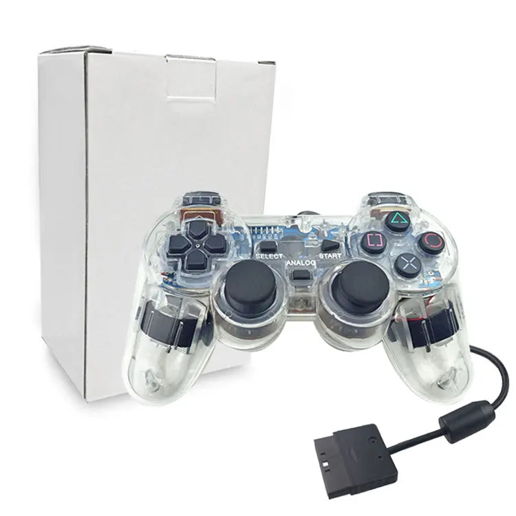 Transparent Blue Color For PS2 Wired Controller With Dual vibration